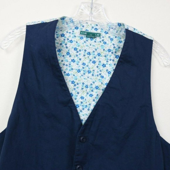 Cubavera Mens Vest Buttons Pockets Adjustable Navy - Picture 2 of 5